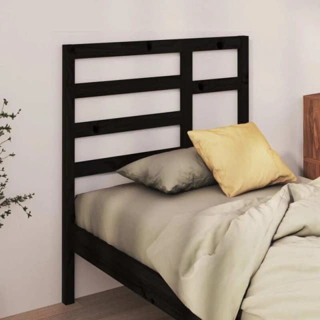 Vidaxl Bed Headboard Black 96X4X104cm Solid Wood Pine, Black 818124