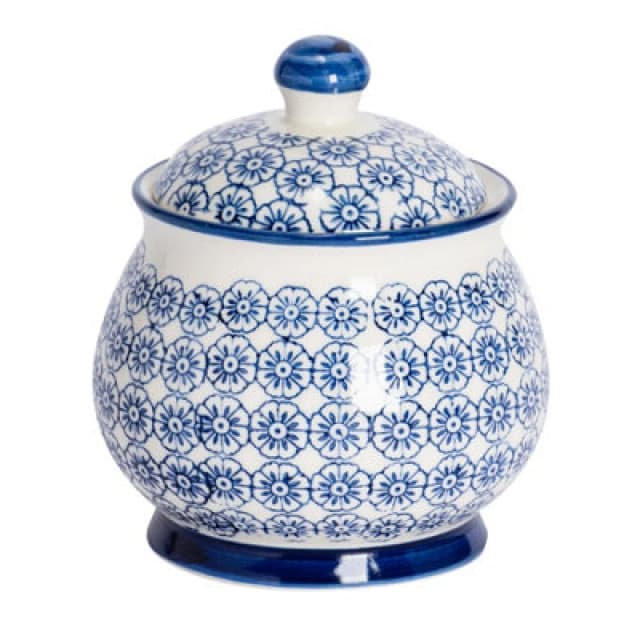 Nicola Spring Hand-Printed Sugar Bowl - 10Cm - Navy