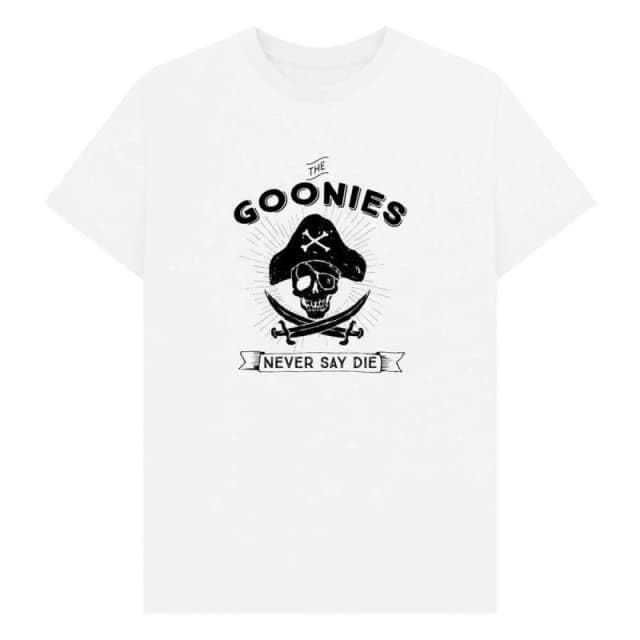 The Goonies Mens Never Say Die Graphic T-Shirt in White Size: Small White Male S