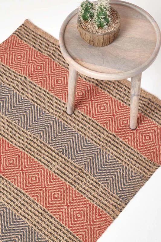 Homescapes Multicolour Geometric Patterned Jute Rug, 150 X 240 Cm