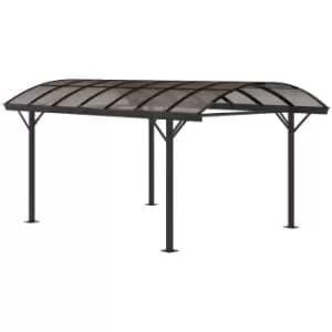 Outsunny 5 X 3M Garden Aluminiuim Pergola Gazebo Carport With Polycarbonate Roof - Brown