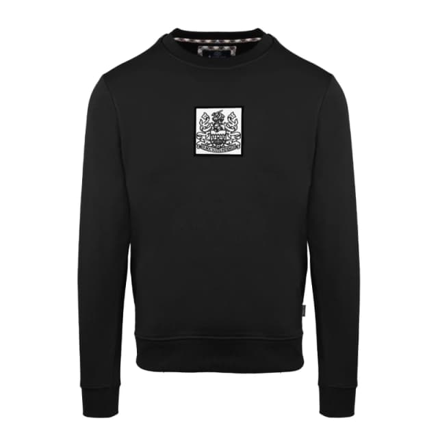Aquascutum Mens Round Neck Crew Sweatshirt Crew Sweaters Small Black 52327303350
