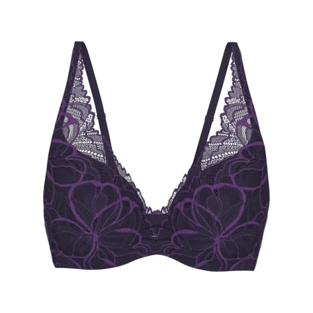 Triumph Body Make-Up Illusion Lace Bra Dark Purple Women 32B;34B;36B;38B;32C;34C;36C;38C;34D;36D;38D;34DD;36DD;38DD;32D;32DD