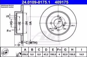ATE Brake disc Solid 24.0109-0175.1 Brake rotor,Brake discs SUZUKI,SWIFT IV (FZ, NZ)