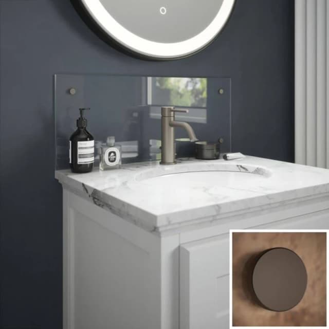 Clear Glass Bathroom Splashback With Bronze Caps 250 X 500 X 4Mm, Clear SB54724