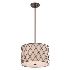 3 Light Medium Ceiling Pendant Copper Brown Lattice, E27