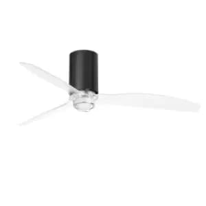 Mini-Tube LED Shiny Black, Transparent Ceiling Fan with DC Smart Motor - Remote Included, 3000K