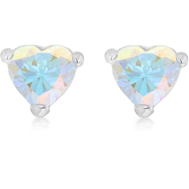Be You Sterling Silver CZ Heart Studs Silver One Size