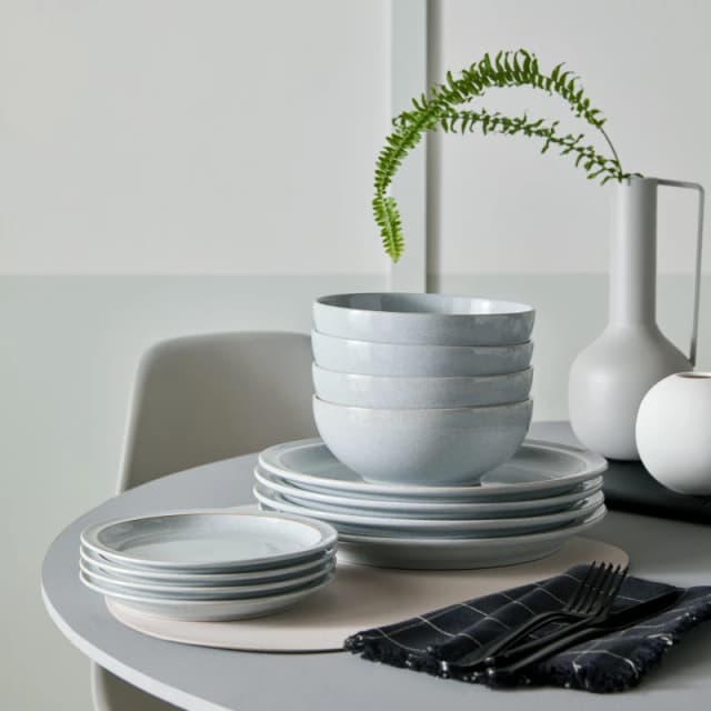 Denby 12 Piece Tableware Set in Grey Grey Unisex