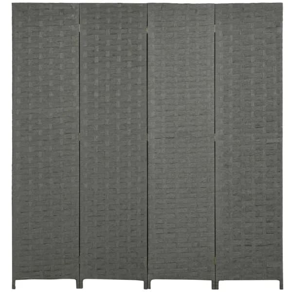 4 Panel Folding Wall Divider Room Wave Fibre Privacy Screen Panel Grey