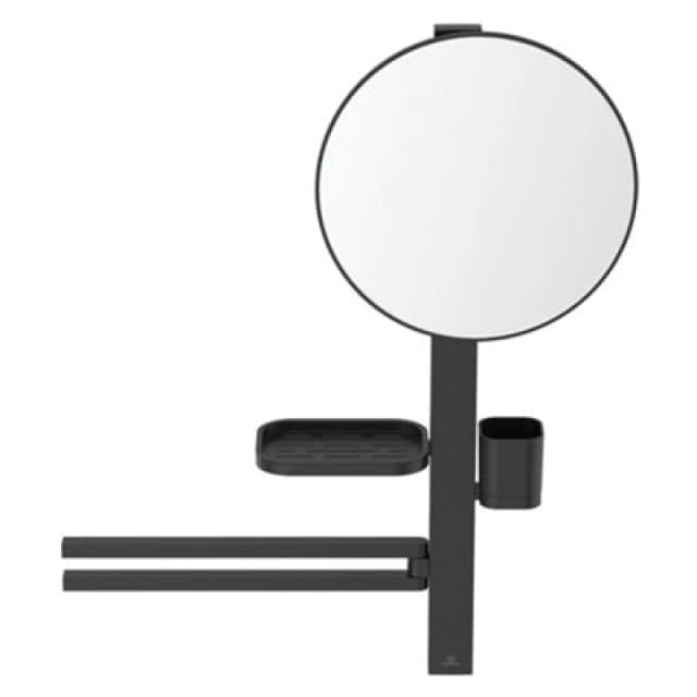 Ideal Standard Alu+ Matt Silk Black Round Wall-Mounted Bathroom Mirror (H)71.7Cm (W)58Cm