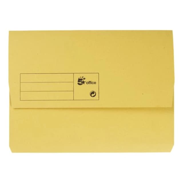 5 Star office 5 Star Office Document Wallet Half Flap 285gsm Recycled Capacity 32mm A4 Yellow (Pack of 50) 913918
