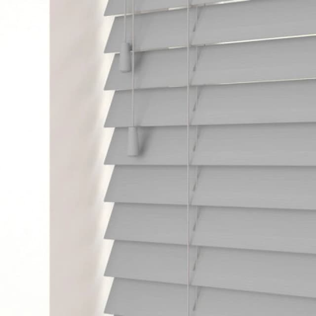 Caecus Blinds Faux Wood String Venetian Blind 50mm Slats Light Grey 60Cm Width X 160Cm Drop