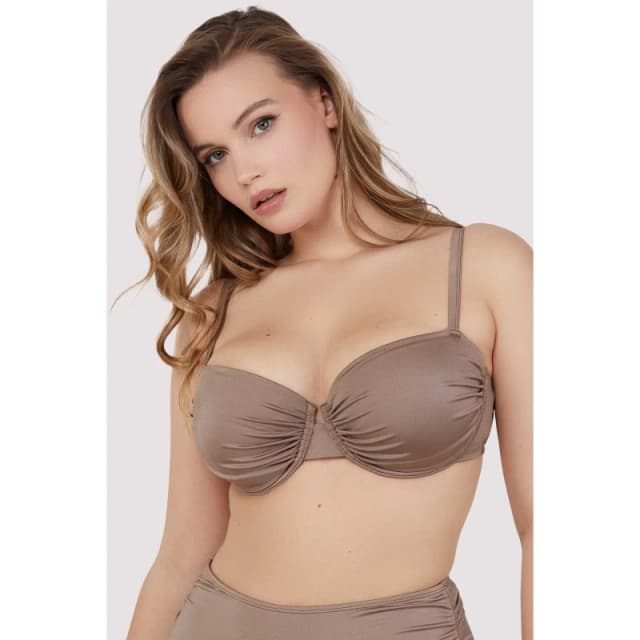 Wolf and Whistle Fb Taupe Neutral Ruched Balconette Bikini Top Taupe female 32DD