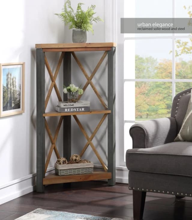 Baumhaus Urban Elegance - Reclaimed Small Corner Bookcase in Light Brown Light Brown Unisex