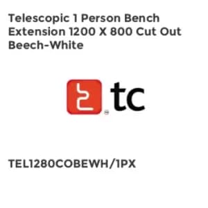 TC Group Telescopic 1 Person Bench Extension 1200 x 800 Cut Out Beech-White