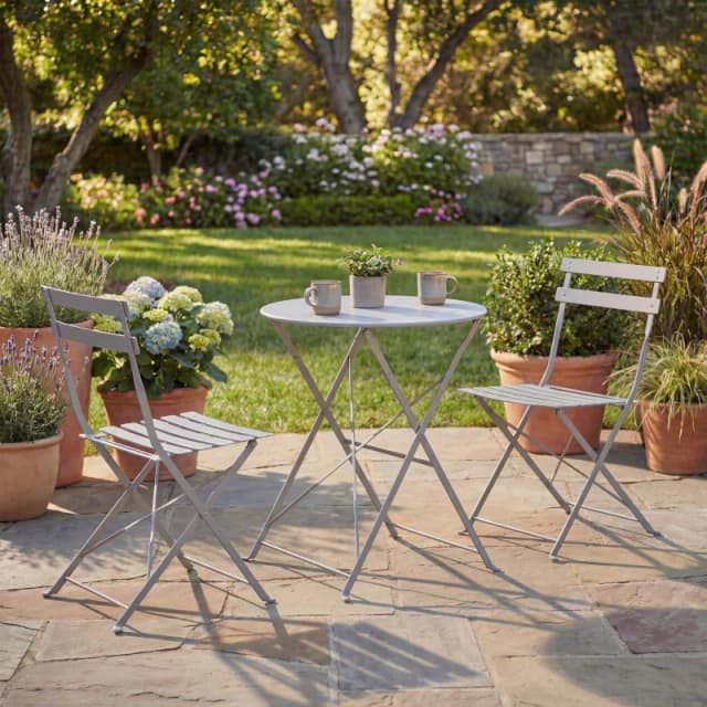 Lassic Garden Vida Porto 2 Seater Metal Bistro Set Light Grey unisex 2 Seater