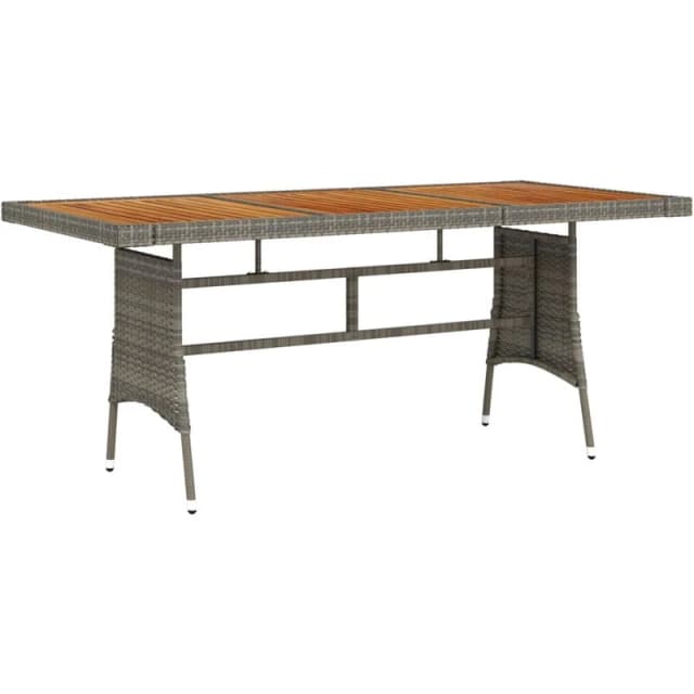 VIDAXL Garden Table Grey 160x70x72cm Poly Rattan & Solid Acacia Wood Vidaxl 8720286854082