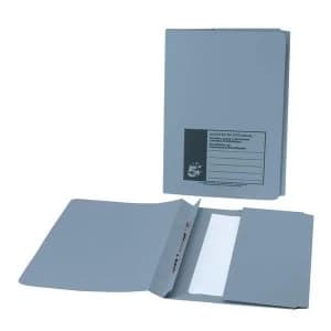 5 Star Foolscap Flat File With Pocket Recycled Manilla 285gsm Blue Pack of 25