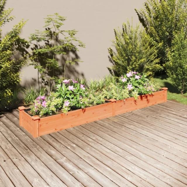 VIDAXL Garden Raised Bed with Liner Brown 240x45x25cm Solid Wood Fir Vidaxl 8720845824242