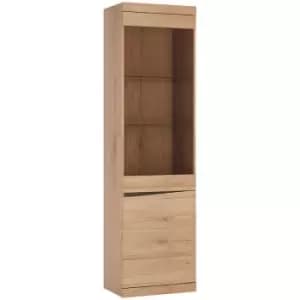 Kensington Tall Narrow 2 Door Glazed Display Cabinet (RHD) in Oak