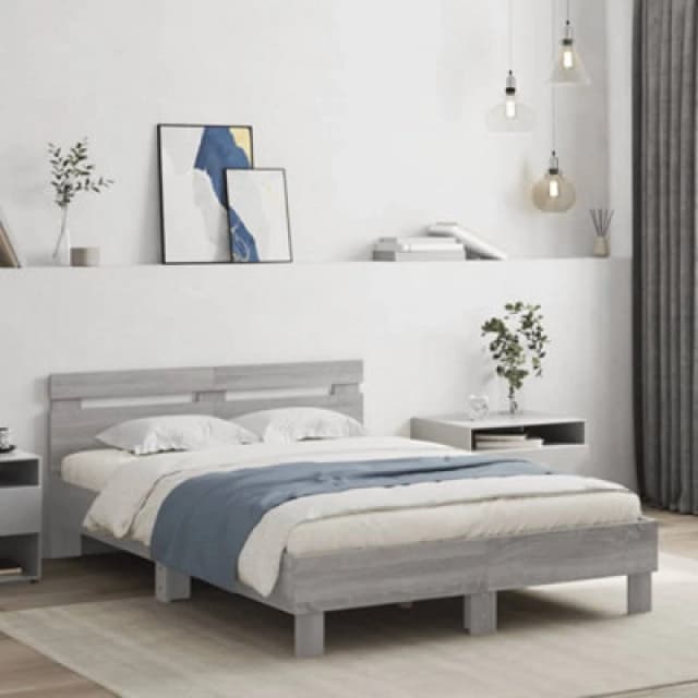 Vidaxl Bed Frame Without Mattress Grey Sonoma 135X190 Cm Double