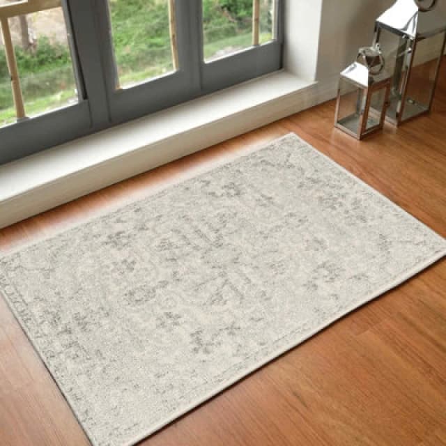 Livabliss Vintage Oriental Boho Light Beige Lou Area Rug 60 X 90 Cm - Easy Care, Non Shedding, Ideal For Living Room & Bedroom