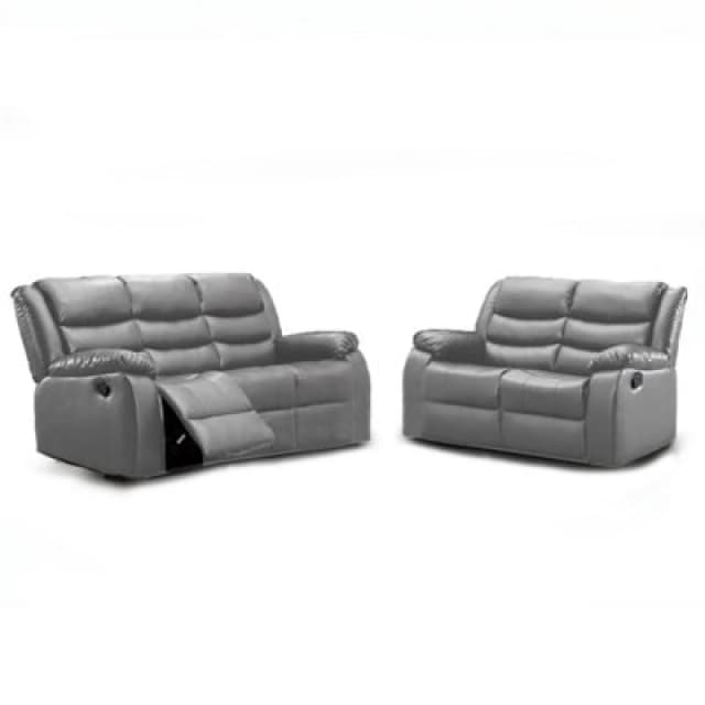 Furnishings For Less UK Venice 3 + 2 Grey Leather Manual Reclining Sofa Suite