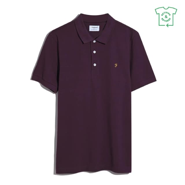 Farah Short Sleeve Polo Shirt Burgundy 507 male Small