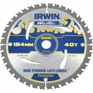 Irwin Weldtec Construction Saw Blade 184mm 40T 16mm