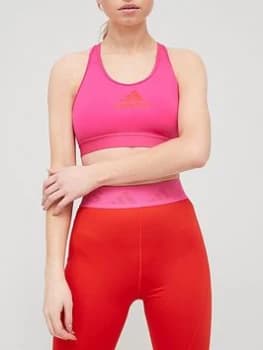 adidas Medium Support Don't Rest Alphaskin Bra - Pink/Red, Pink/Red Size M Women