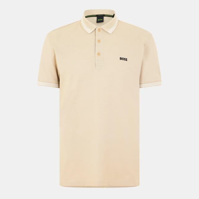 Boss Mens HBG Paddy Polo Shirt with Contrast Tipping Light Beige male S