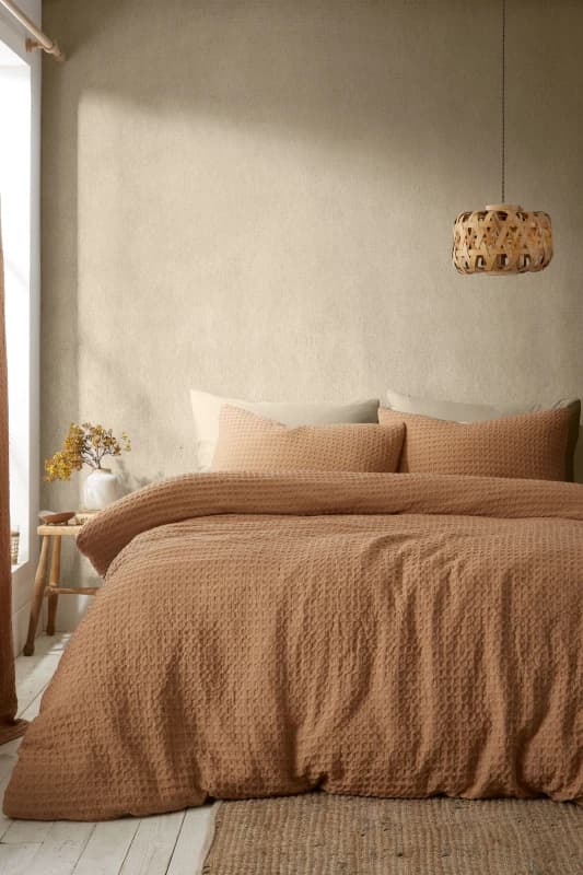 Pineapple Elephant Muscat Waffle Duvet Cover Set Caramel WEV7V Unisex Single