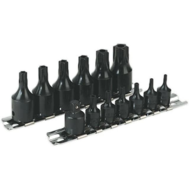 Loops 13 PACK TRX Star SECURITY Socket Bit Set - 1/4" & 3/8" Square Drive BLACK OXIDE Black
