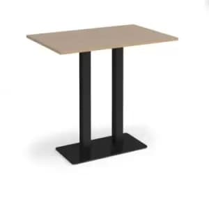 Eros rectangular poseur table with flat Black rectangular base and twin uprights 1200mm x 800mm - kendal oak