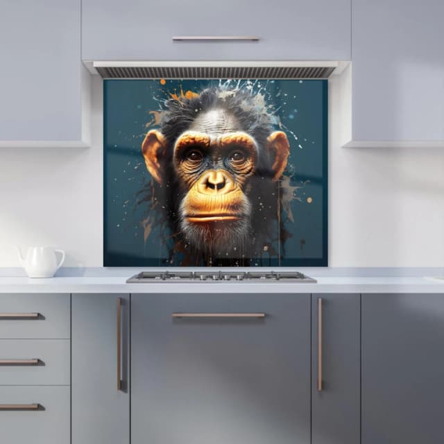 Warren Reed - Designer Splashart Realistic Monkey Face Kitchen Splashback in Brown Size: 600mm x 600mm Brown Unisex 600mm x 600mm