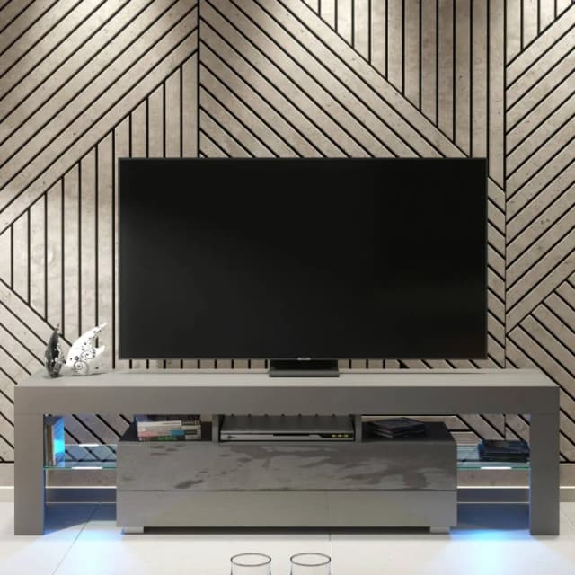 Creative Furniture Aria TV Unit 160cm - Dark Grey with Gloss Doors & LED Lights Dark Grey Unisex
