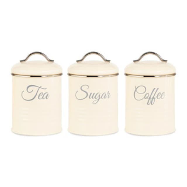 Innoteck Essentials Tea, Coffee, Sugar Set Of 3 Canister In High Gloss Cream