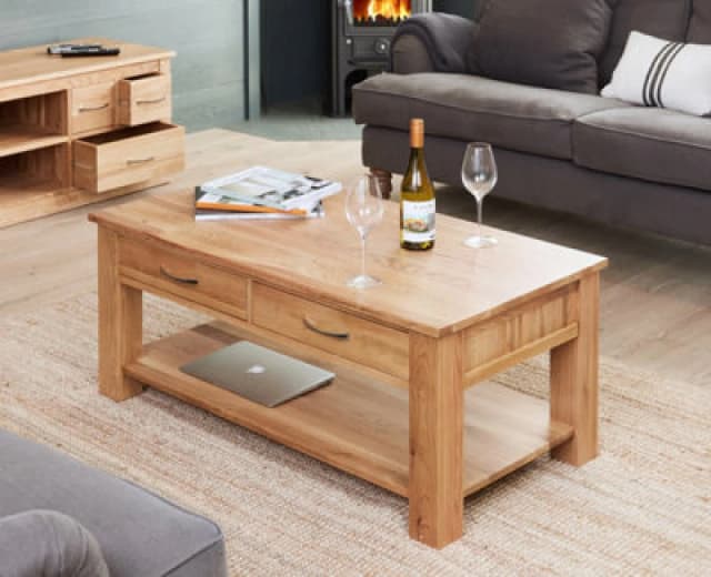Baumhaus Mobel Oak Four Drawer Coffee Table