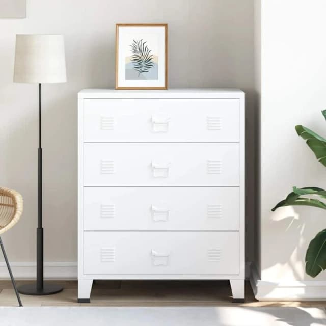 VIDAXL Industrial Drawer Cabinet White 78x40x93cm Metal Vidaxl 8720286699515