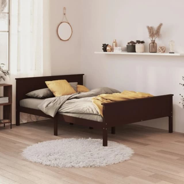 VIDAXL Bed Frame without Mattress Dark Brown Solid Wood Pine 120x200cm Vidaxl 8720286579558