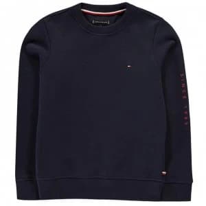Tommy Hilfiger Junior Boys Interlock Crew Neck Sweatshirt - Black Iris