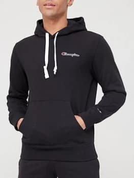 Champion Small Logo Overhead Hoodie - Black, Size S, Men