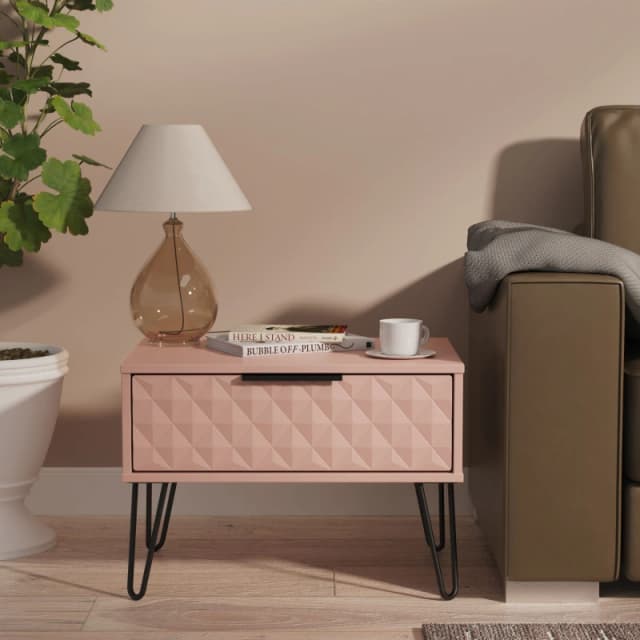 Ready Assembled 2 U Islay 1 Drawer Wide Side Table (Ready Assembled) in Dusty Pink Dusty Pink Unisex