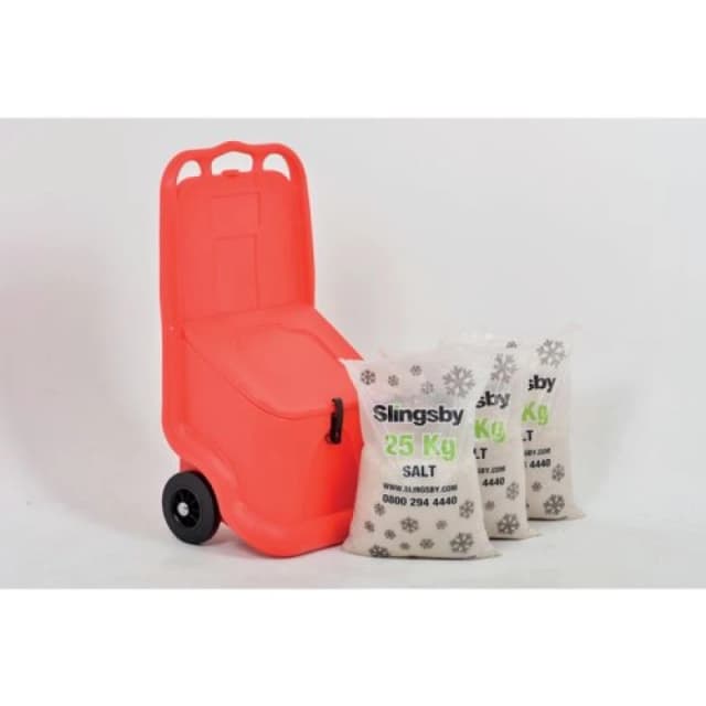 Slingsby Mobile Salt and Grit Bin Kit Red 75L with White De-icing Salt 418884 418884