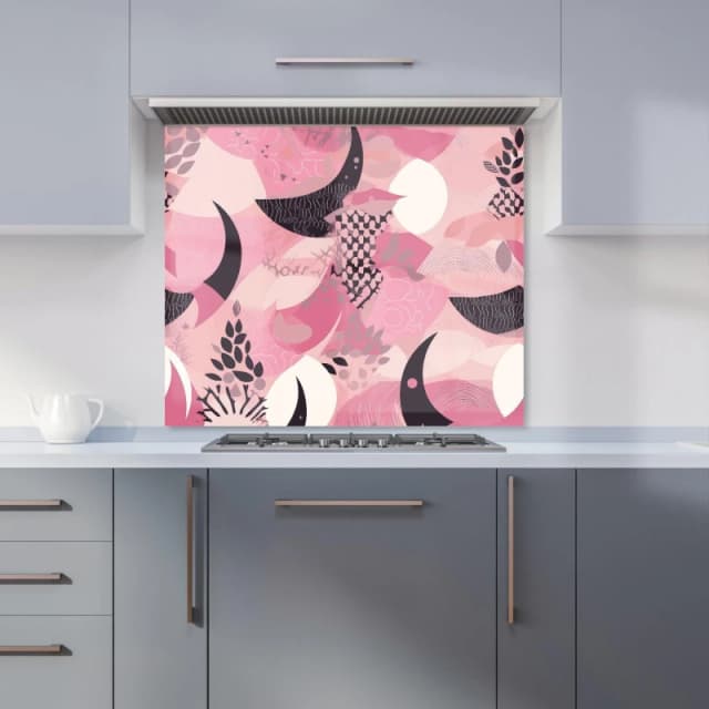 Warren Reed - Designer Abstract Pink Moon Pattern Kitchen Splashback Size: 600mm x 750mm Pink Unisex 600mm x 750mm