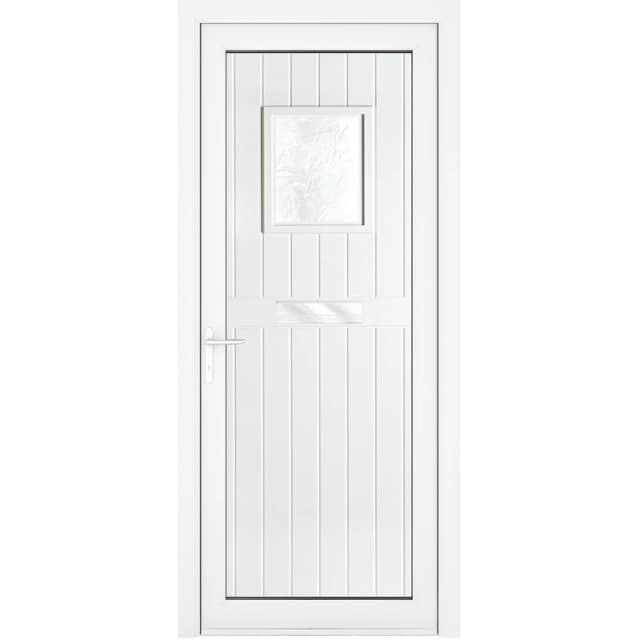 Crystal Upvc Front Door Small Square Glass Chatsworth White Right Hand 920 X 2090Mm Obscure Glass, White RD3RHCHA92209