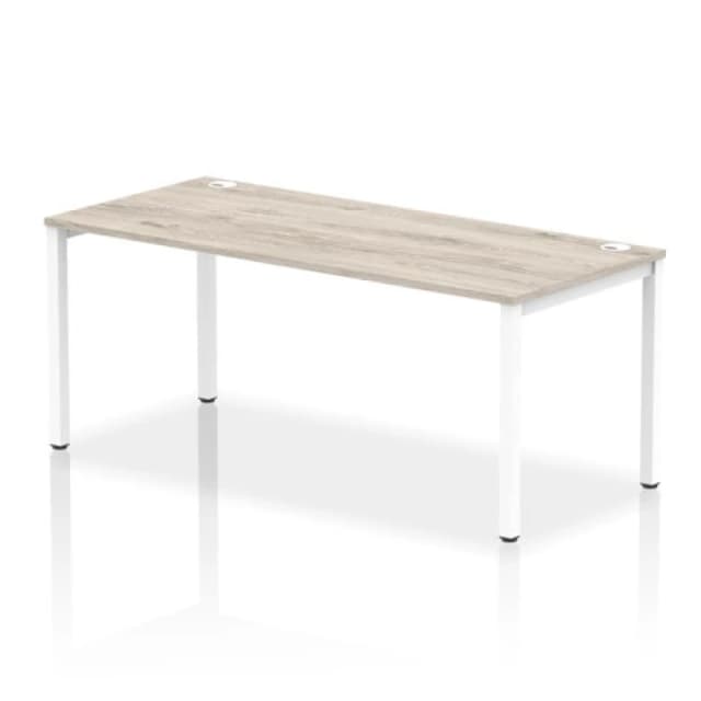 Impulse Impulse Bench Single Row 1800 White Frame Office Bench Desk Grey Oak IMBS18GRYW
