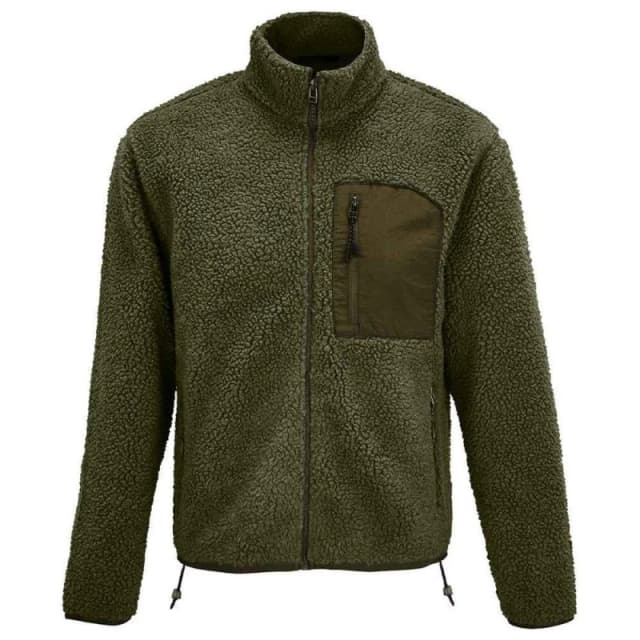 SOL'S Mens Fury Sherpa Fleece Jacket in Dark Green Size: XS Dark Green Male XS