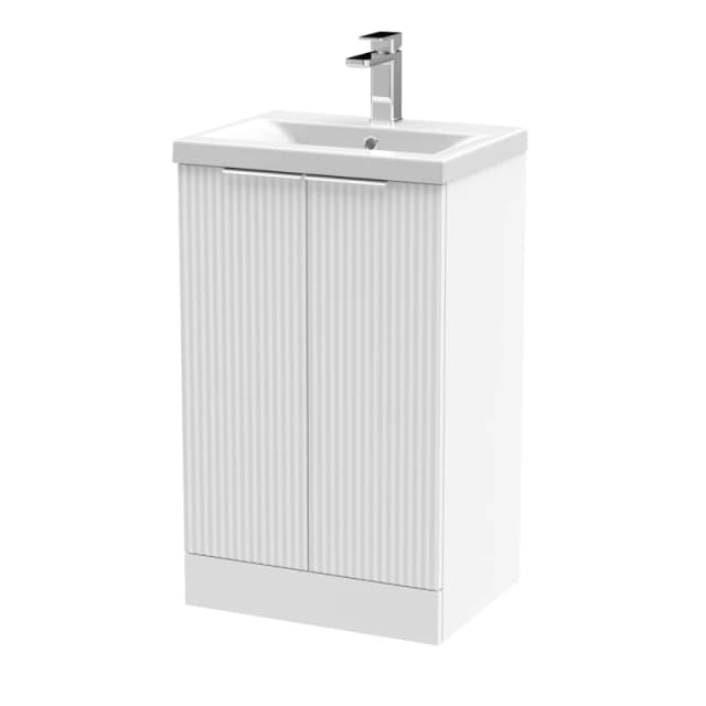 Balterley Fluted Front Floor Standing 2 Door Vanity Basin Unit 500mm Satin White White Unisex
